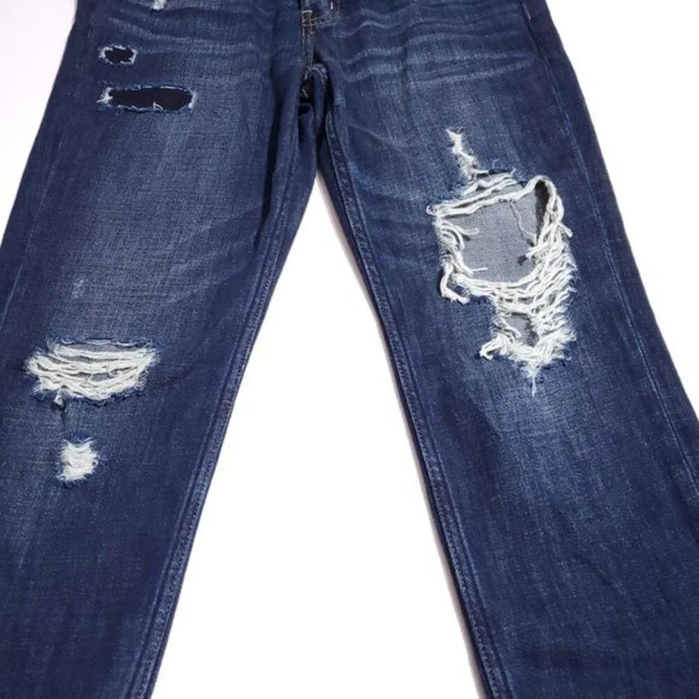 Abercrombie Boyfriend Straight Leg Jeans Size 2 26 Distressed Destroyed Loose